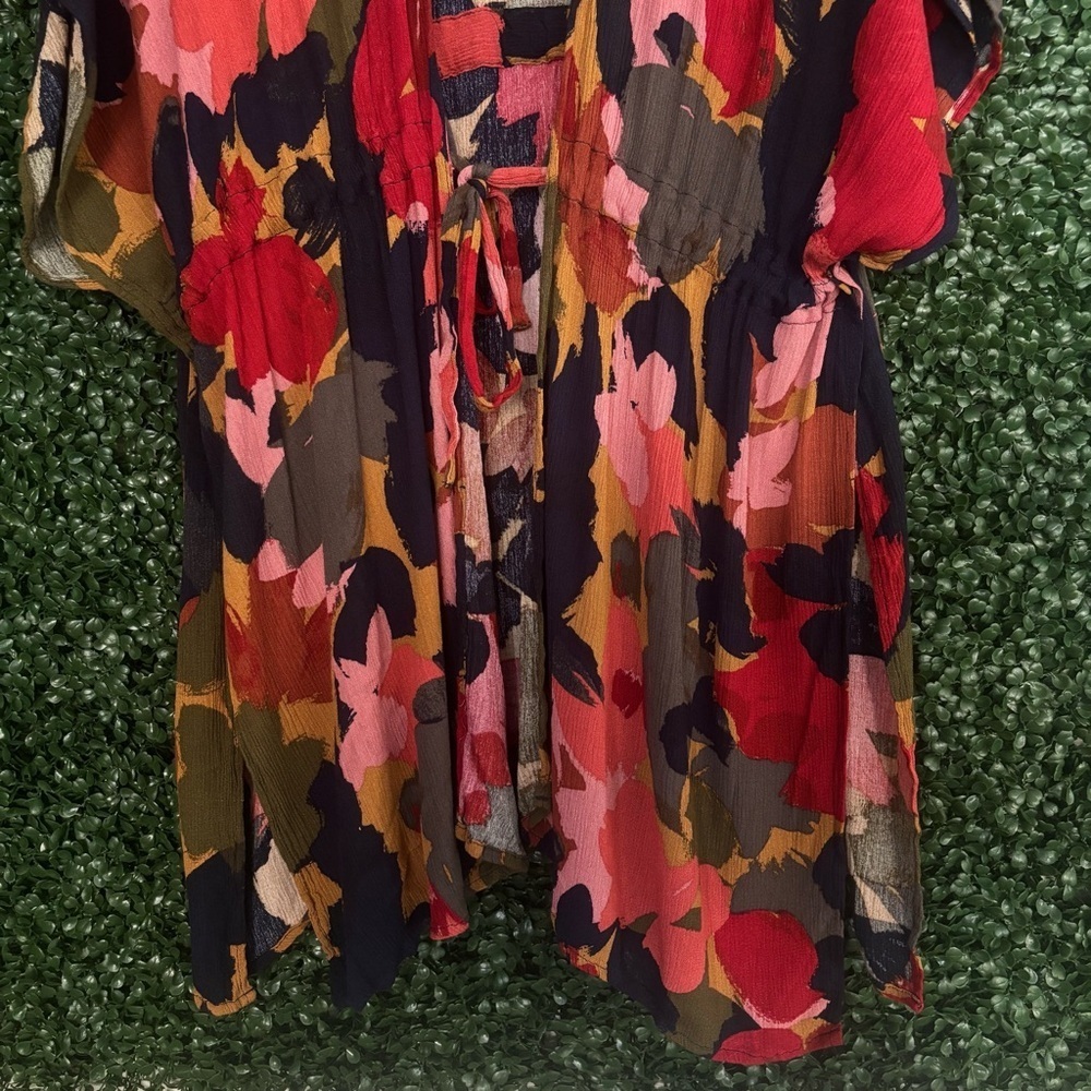 Boho Floral Print Kimono – Lightweight Flowy Open Front - Picture 6 of 8